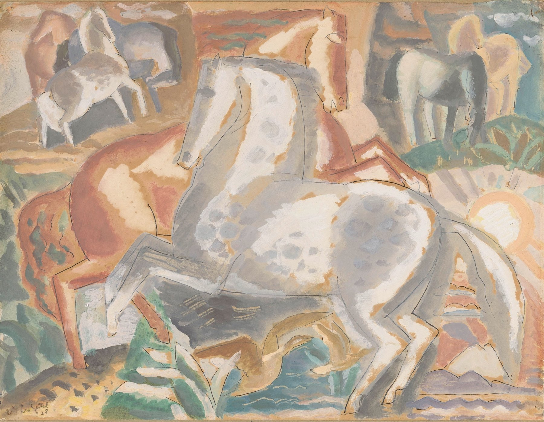 Paarden in landschap (1928)