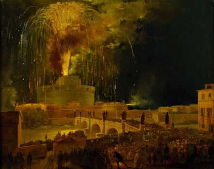 La Girandola Fireworks From Castel Sant’angelo In Rome (1830s)