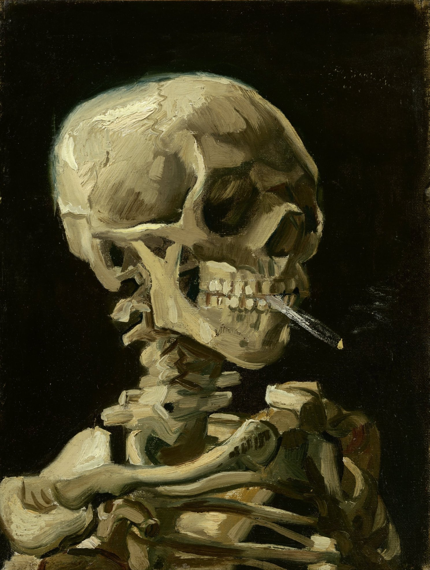 Head Of A Skeleton With A Burning Cigarettez
(Happy Halloween!)