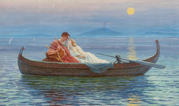 An Amorous Couple In Moonlight