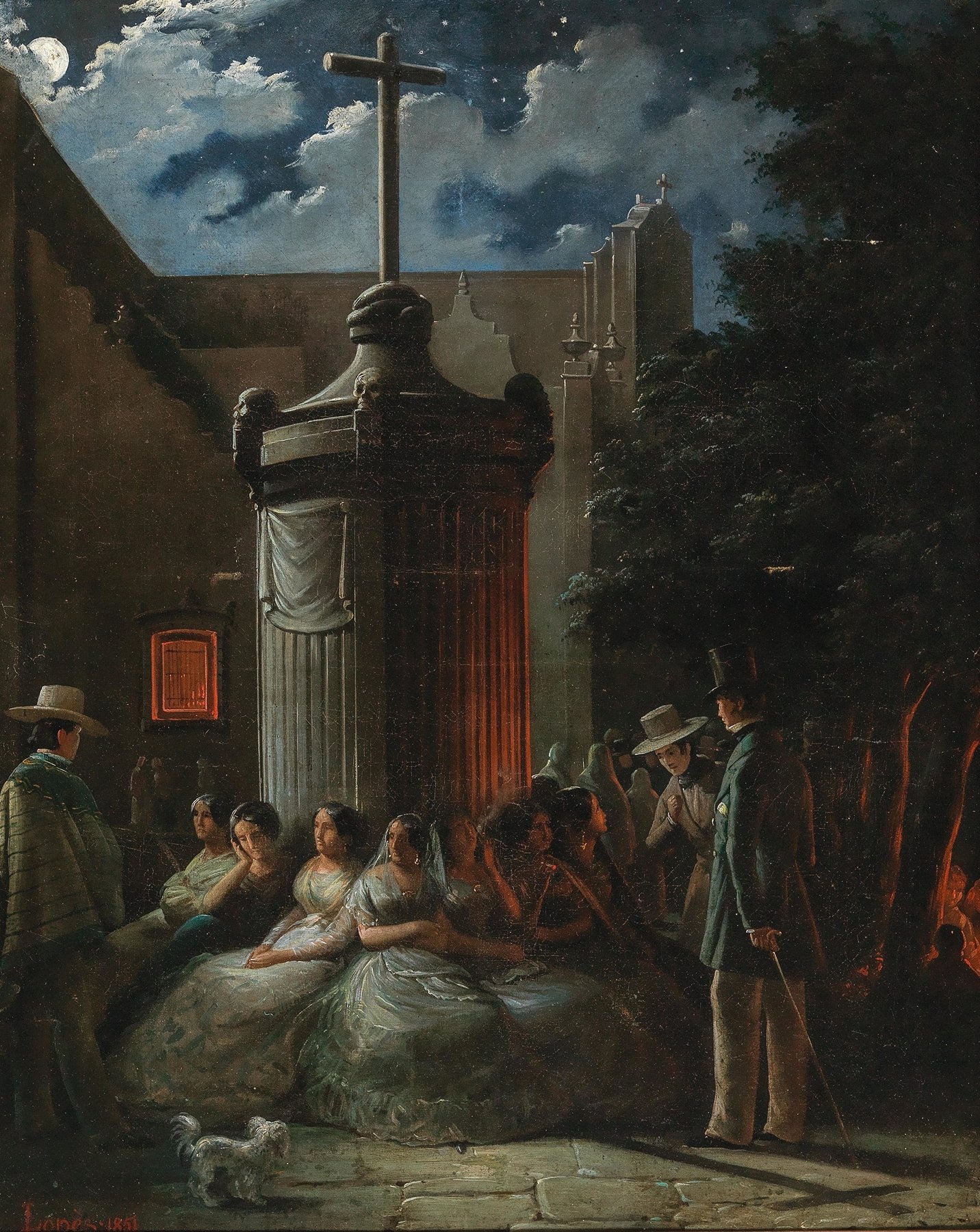 A Moonlit Night In The Square In Front Of The Catedral Metropolitana De La Asunciòn De Maria De La Ciudad De Mexico In Mexico City (~1850)
