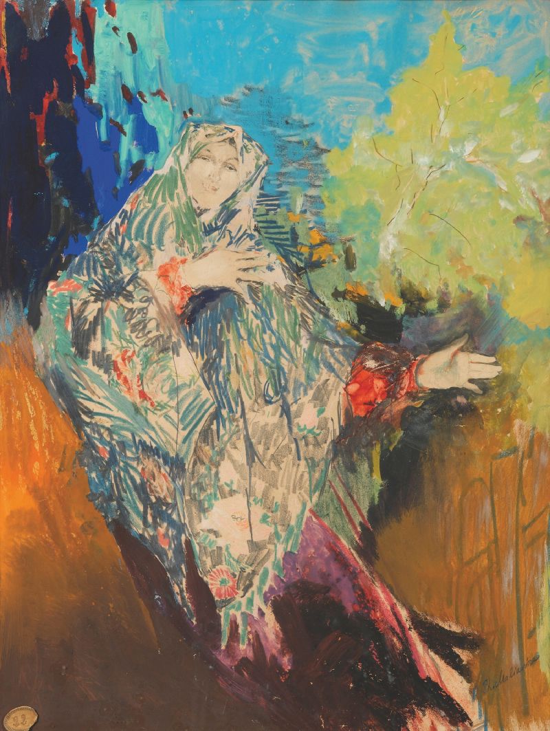 Dancing Peasant Woman In A Colourful Shawl