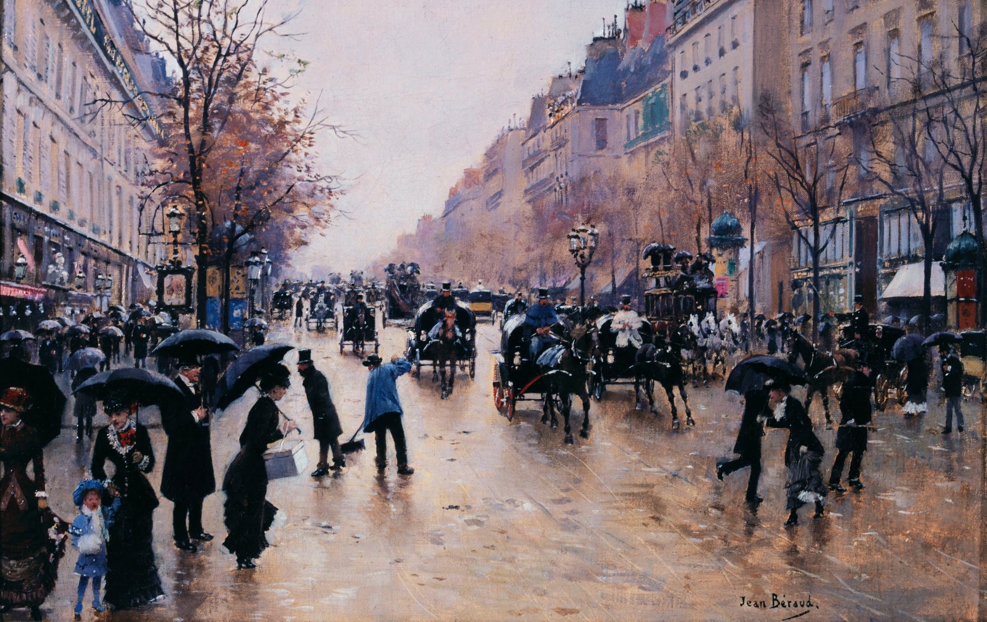 Le boulevard Poissonière sous la pluie (1880)