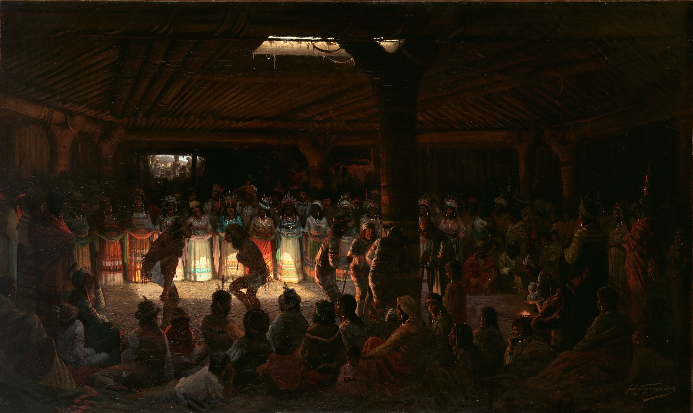 Dance in a Subterranean Roundhouse at Clear Lake, California (1878)