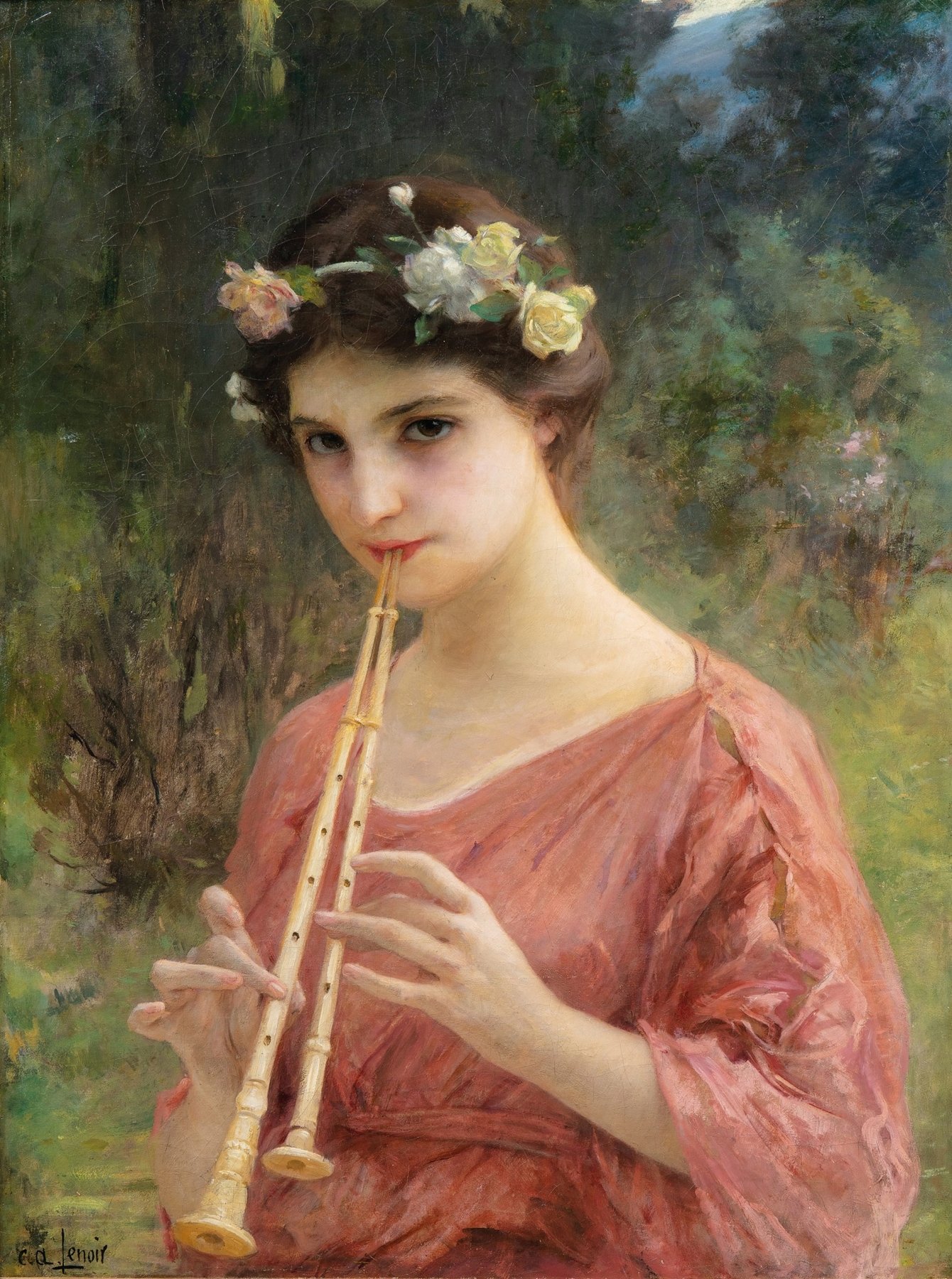 A Young Woman Playing An Aulos