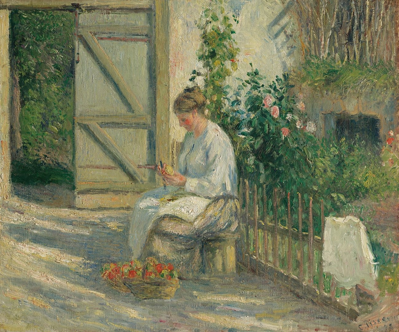 Julie Pissarro épluchant des légumes (1878)