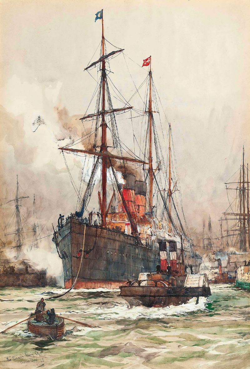 The Aurania Under Escort As She Leaves The Harbour At Liverpool (1898)