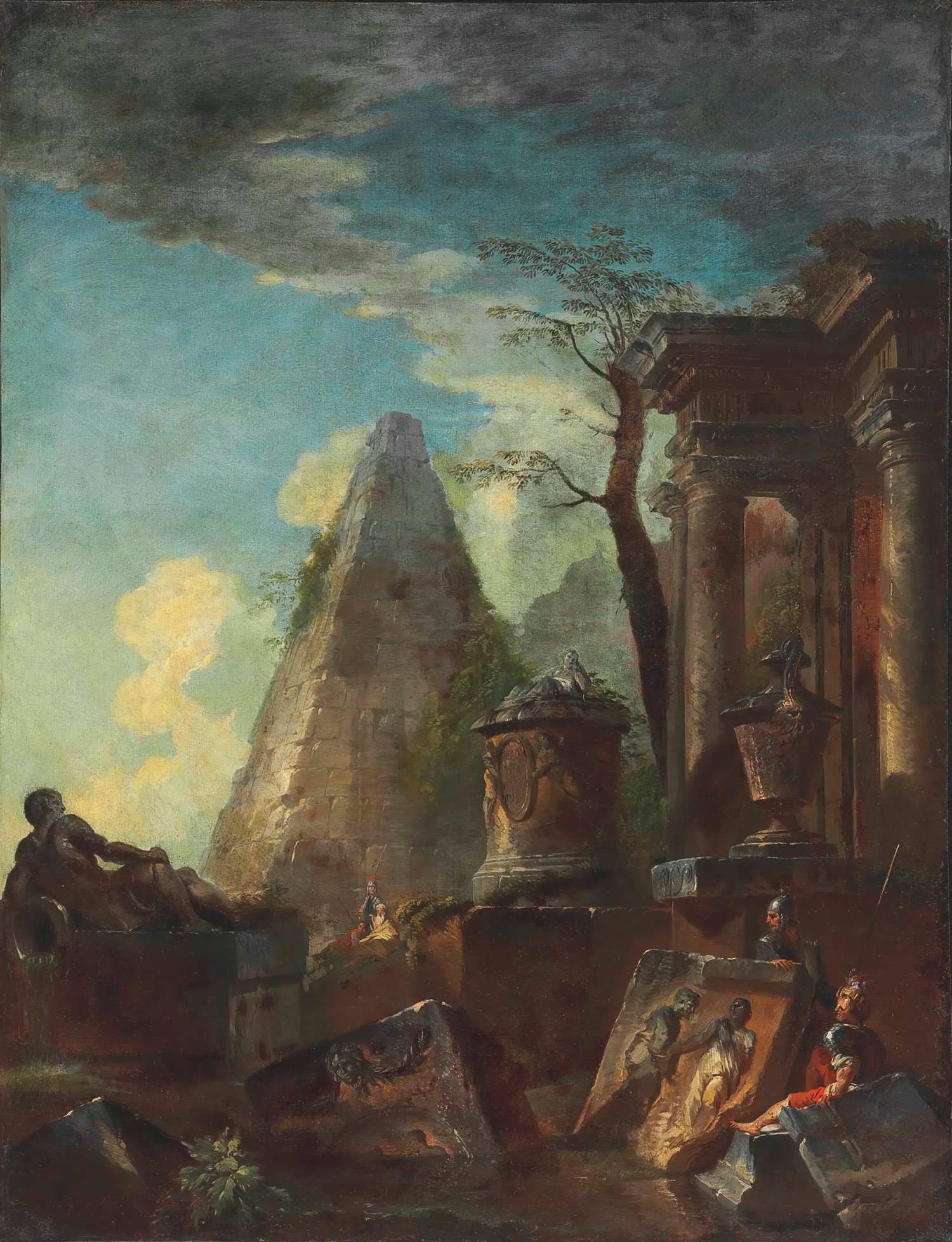 A Capriccio Of Classical Ruins With The Pyramid Of Cestius Beyond