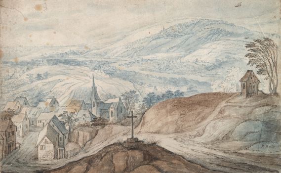 Landscape with Village near Crossroads and Distant View (17th century)