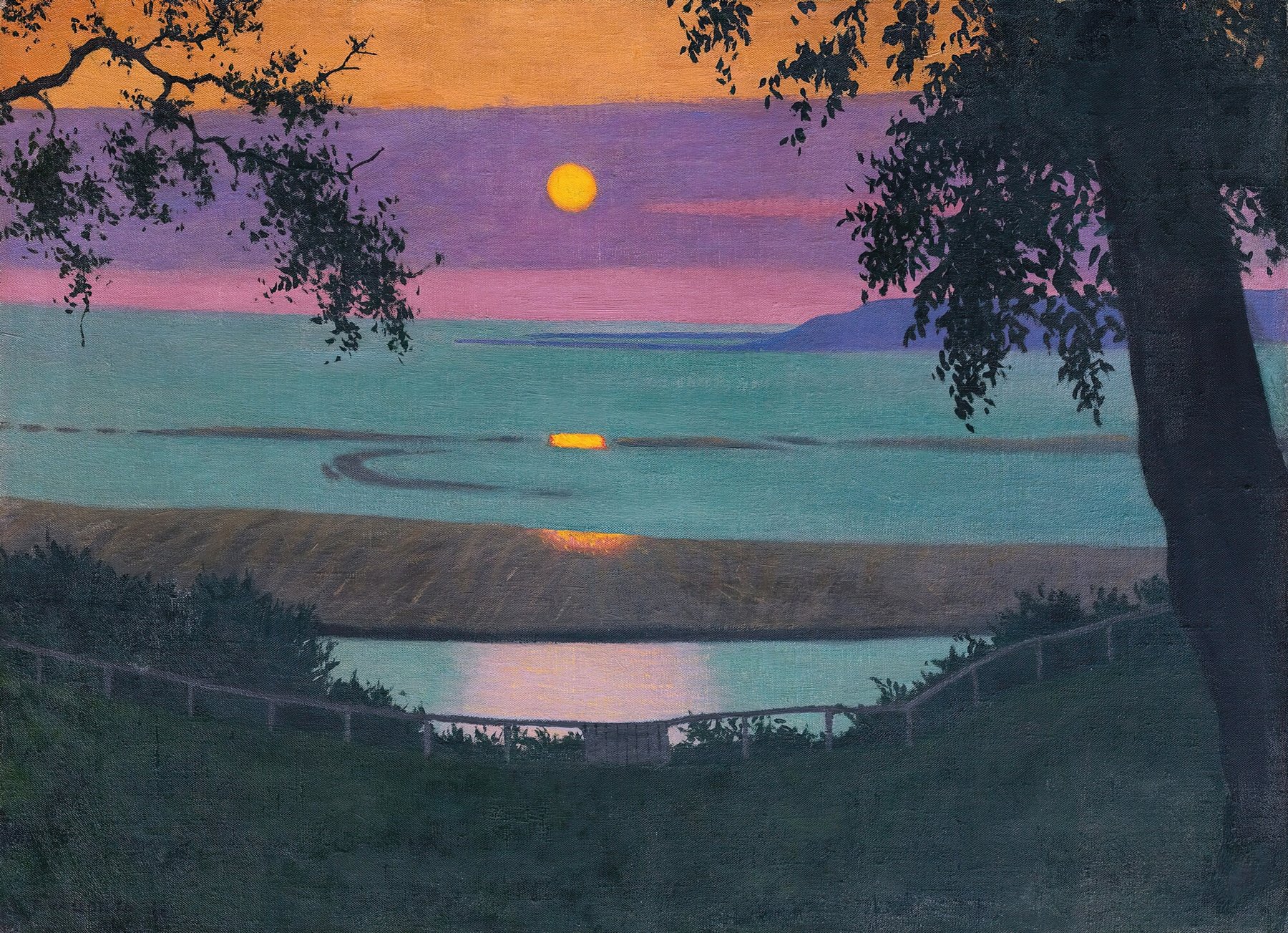 Sunset At Grace, Orange And Violet Sky (1918)