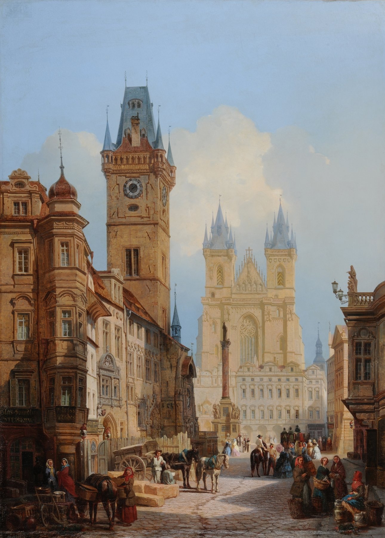 Vue de la Grande Place de Prague et de l’ancien Hôtel de Ville (before 1857)