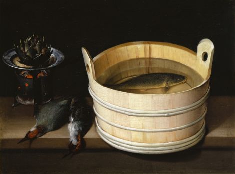 Brazier With Artichoke, Woodpeckers And Watertub With Carp