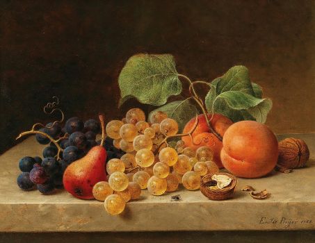 Still Life with Grapes, Peaches, a Pear and Nuts (1869)