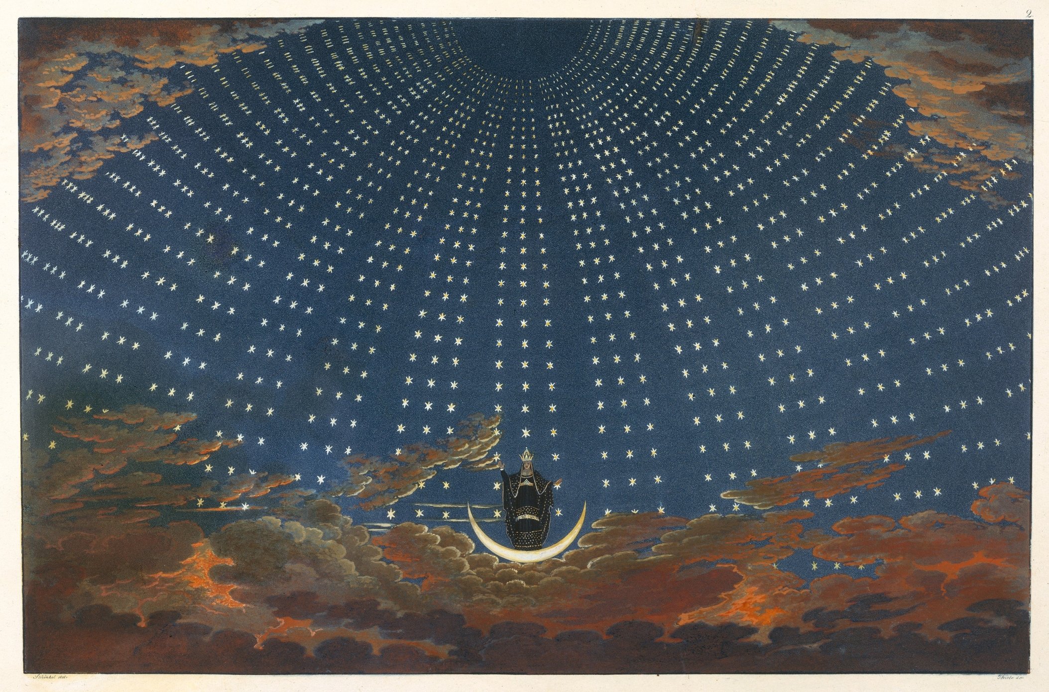 Design for The Magic Flute; The Hall of Stars in the Palace of the Queen of the Night, Act 1, Scene 6 (1847–49)