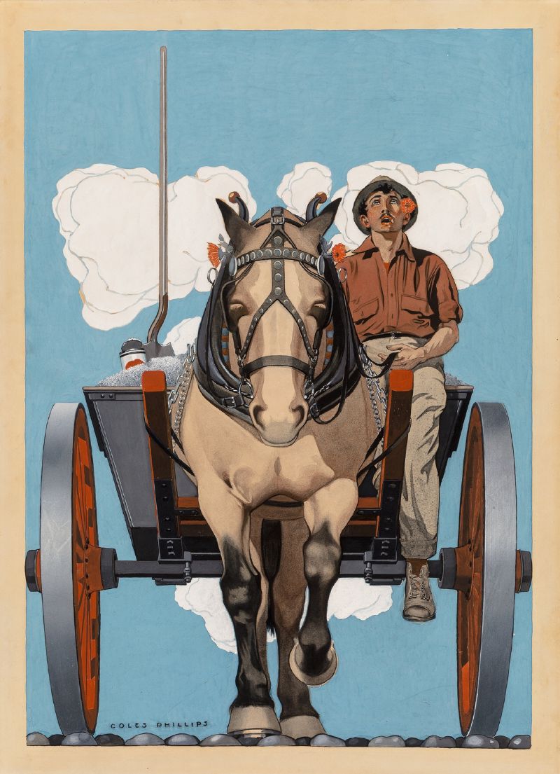 Man riding a horse drawn cart (1921)